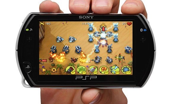 psp go handsie rm fieldrunners mockup - Pequenas aplicações para a PSP (tipo AppStore)