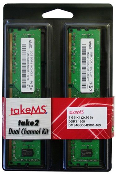 takeMS 4GB DDR3 1600 kit 01 - TAKEMS Kit DDR3 1.600MHz